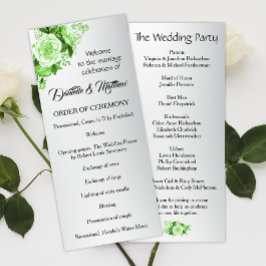 Boho Green Rose Metallische Silberhochzeit Programm