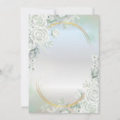 Boho Green Roses Silver 70th Birthday Einladung (Rückseite)