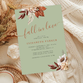 Boho green rust fall in love bridal shower einladung