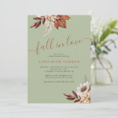 Boho green rust fall in love bridal shower einladung (Stehend Vorderseite)