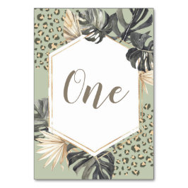 Boho Green Sage Boy Wild Eine Geburtstags-Tischnum Tischnummer