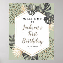 Boho Green Sage Wild Ein Geburtstag Begrüßungszeic