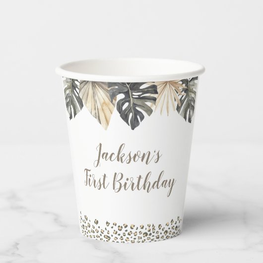 Boho Green Sage Wild One Birthday Paper Cup Pappbecher (Vorderseite)