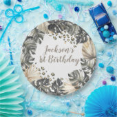 Boho Green Sage Wild One Birthday Paper Plate Pappteller (Party)