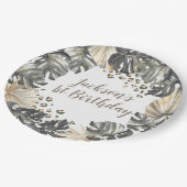 Boho Green Sage Wild One Birthday Paper Plate Pappteller (Schrägansicht)