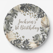 Boho Green Sage Wild One Birthday Paper Plate Pappteller (Vorderseite)