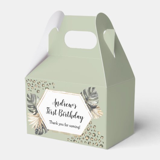Boho Green Sage Wild One Birthday Party Geschenkschachtel (Vorderseite)
