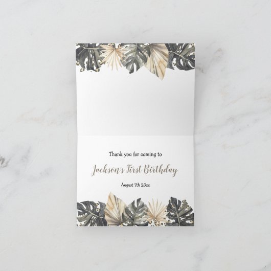 Boho Green Sage Wild One Vielen Dank, dass Sie gek Dankeskarte (Innenseite)