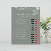 Boho Green sagte, sie sagte, Brautparty Game (Stehend Vorderseite)