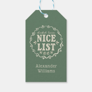 Boho Green Santa's Nice List Weihnachtsgeschenk Ta Geschenkanhänger