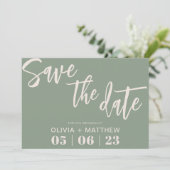 Boho Green Save the Date (Stehend Vorderseite)