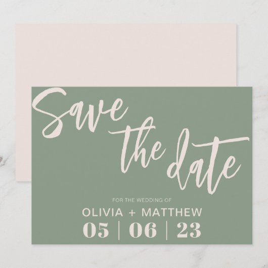 Boho Green Save the Date (Vorne/Hinten)