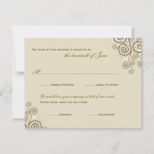 Boho Green Spirals Bar / Bat Mitzvah RSVP Card Karte (Vorderseite)