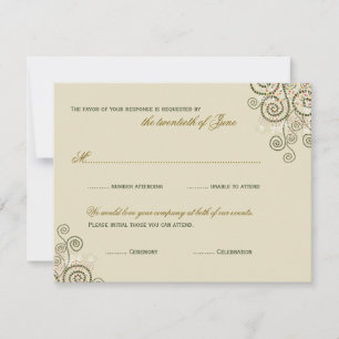 Boho Green Spirals Bar / Bat Mitzvah RSVP Card Karte
