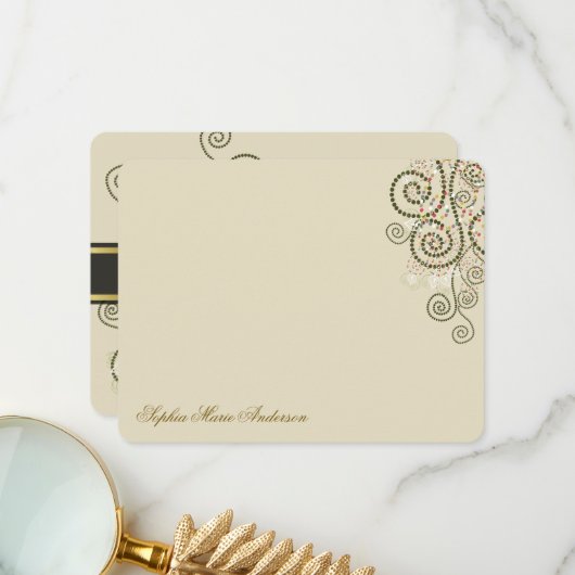 Boho Green Spirals Dots Decor Bat / Bar Mitzvah Dankeskarte (Vorderseite/Rückseite Beispiel)