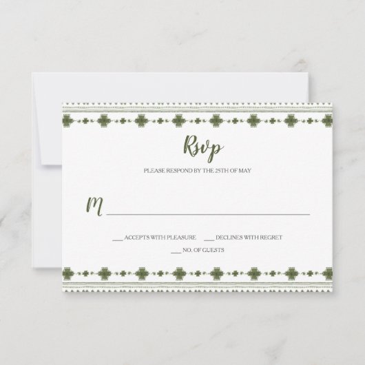 Boho Green Stammesgrenze RSVP Karte (Vorderseite)