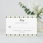 Boho Green Stammesgrenze RSVP Karte (Stehend Vorderseite)