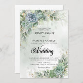 Boho Green succules und eucalyptus watercolor Einladung (Vorne/Hinten)