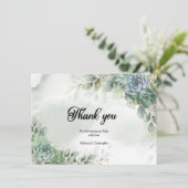 Boho green succultus eucalyptus Baby-Dusche Dankeskarte (Stehend Vorderseite)