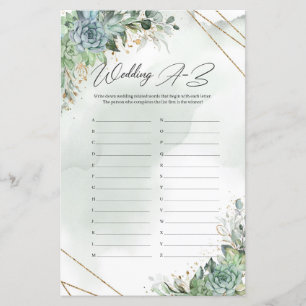Boho green succultus eucalyptus gold Wedding A-Z