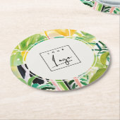Boho Green  Tropical Leafy Foliage Botanical Logo Runder Pappuntersetzer (Angewinkelt)