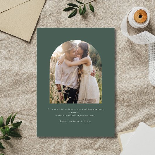 Boho Green Two Foto Wedding Save The Date