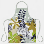 Boho Green und Navy Blätter Schürze (Vorderseite)