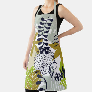 Boho Green und Navy Blätter Schürze