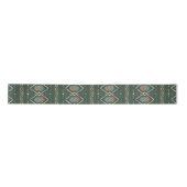 Boho Green und Terracotta Brown Tribal Muster Satinband (Vorderseite)