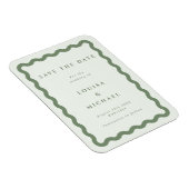 Boho Green Wavy Frame Wedding Save the Date Magnet (Rechte Seite)