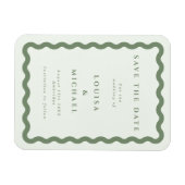 Boho Green Wavy Frame Wedding Save the Date Magnet (Horizontal)