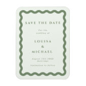 Boho Green Wavy Frame Wedding Save the Date Magnet (Vertikal)