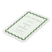 Boho Green Wavy Frame Wedding Save the Date Magnet (Linke Seite)