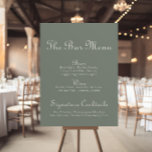 Boho Green Wedding Bar Menu Poster<br><div class="desc">Dieses grüne Hochzeitsmenü-Poster ist perfekt für eine rustikale Hochzeit. Das Design umfasst Apfelblüten und Blume in Aquarellfarben in grünem Hintergrund.</div>
