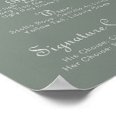 Boho Green Wedding Bar Menu Poster (Ecke)