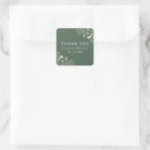 Boho Green Wedding Vielen Dank Quadratischer Aufkleber (Tasche)