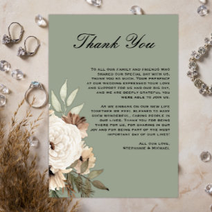 Boho Green, Wildblume Bouquet Wedding Vielen Dank Dankeskarte