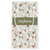Boho Green Wildflower Watercolor Monogram Kleine Geschenktüte (Vorderseite)