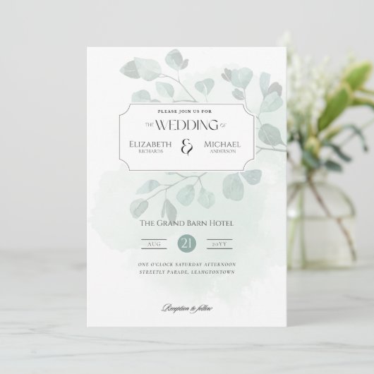 Boho Greenerity Print oder Einladung zur Hochzeit (Stehend Vorderseite)