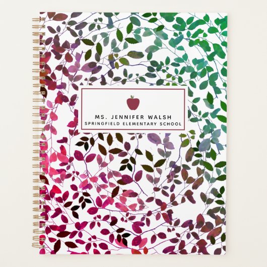 Boho Greenery Apple Teacher Planner Planer (Vorderseite)