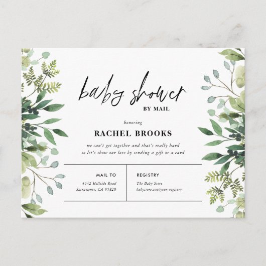 Boho Greenery Baby Shower by Mail Einladung (Vorderseite)