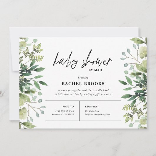 Boho Greenery Baby Shower by Mail Einladung (Vorderseite)