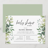 Boho Greenery Baby Shower by Mail Einladung (Vorne/Hinten)