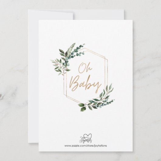 Boho Greenery Baby Shower Einladung (Rückseite)