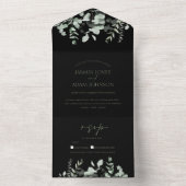 Boho Greenery Black Eucalyptus Wedding All In One Einladung (Innen Boden)