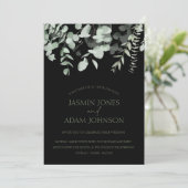 Boho Greenery Black Eucalyptus Wedding Einladung (Stehend Vorderseite)