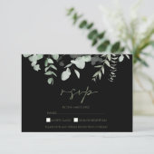 Boho Greenery Black Eucalyptus Wedding RSVP (Stehend Vorderseite)