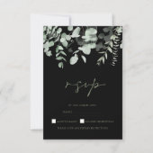 Boho Greenery Black Eucalyptus Wedding RSVP Karte (Vorderseite)