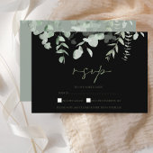 Boho Greenery Black Eucalyptus Wedding RSVP Karte