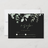 Boho Greenery Black Eucalyptus Wedding RSVP Karte (Vorderseite)